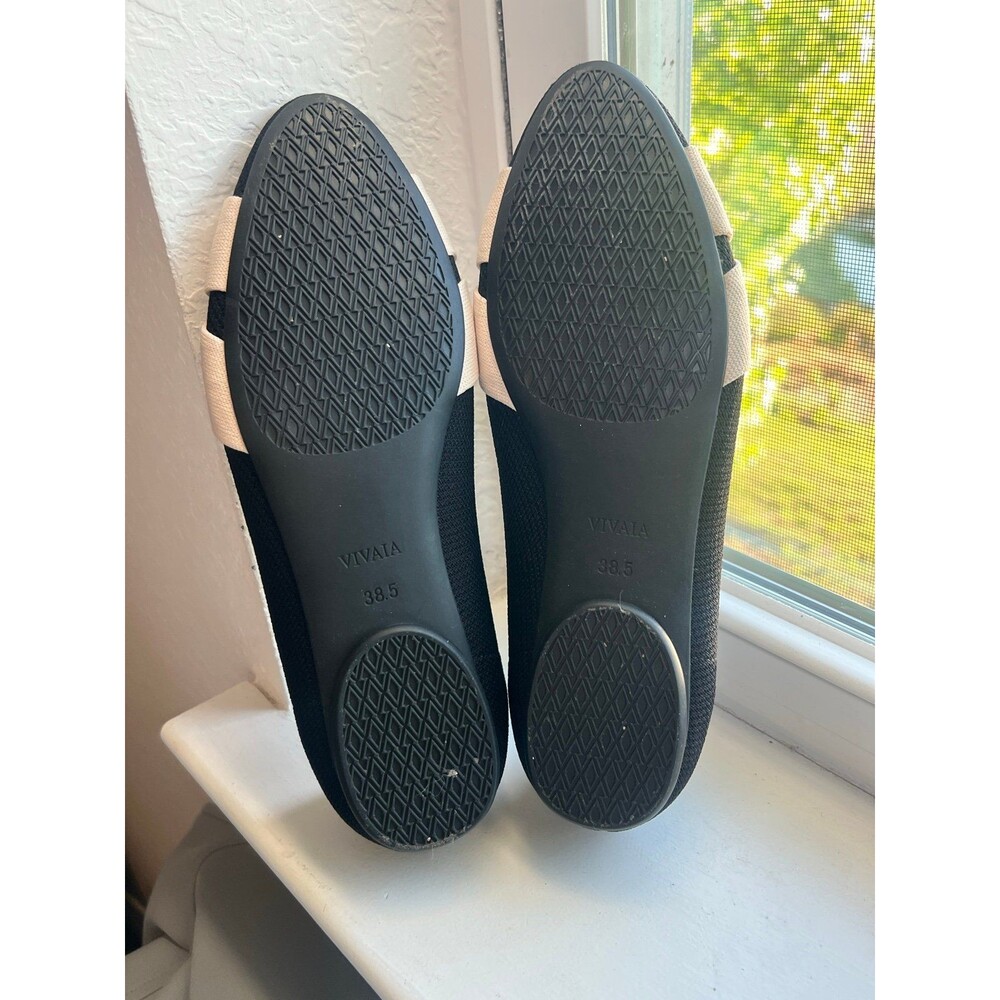 VIVAIA Bibi Almond Toe Knotted Bow Tie Flat Shoes in Black & Cream Women’s 38.5 - Picture 8 of 12